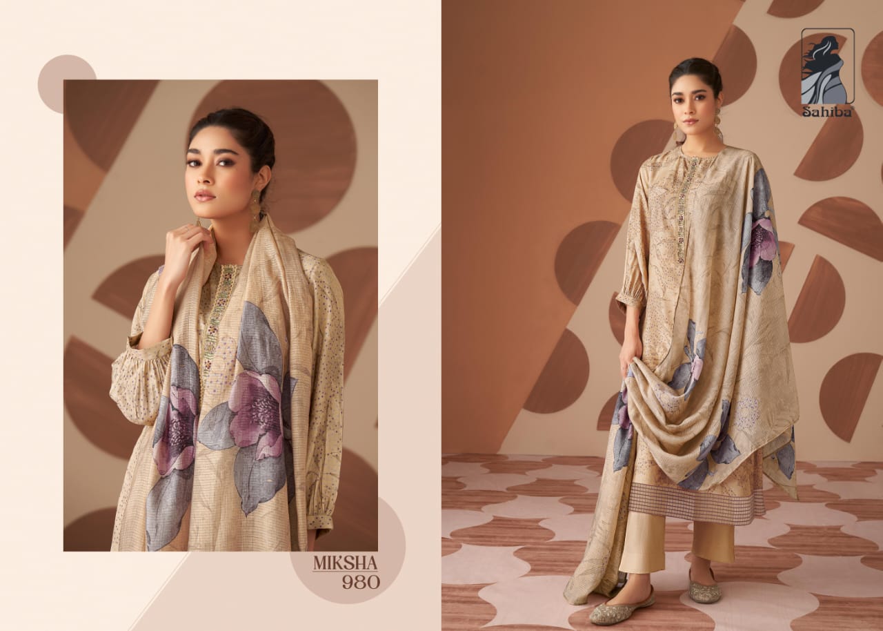 Miksha By Sahiba Muslin Silk Digital Printed Dress Material Wholesale Clothing Suppliers In India